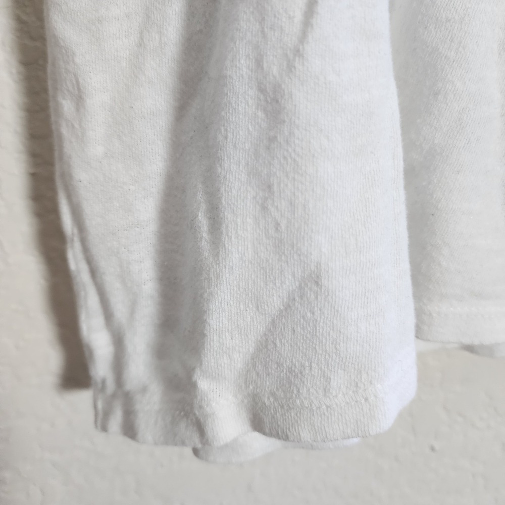 LOFT white cotton short-sleeve top crochet lace panels and puff sleeve M Petite - Picture 4 of 10
